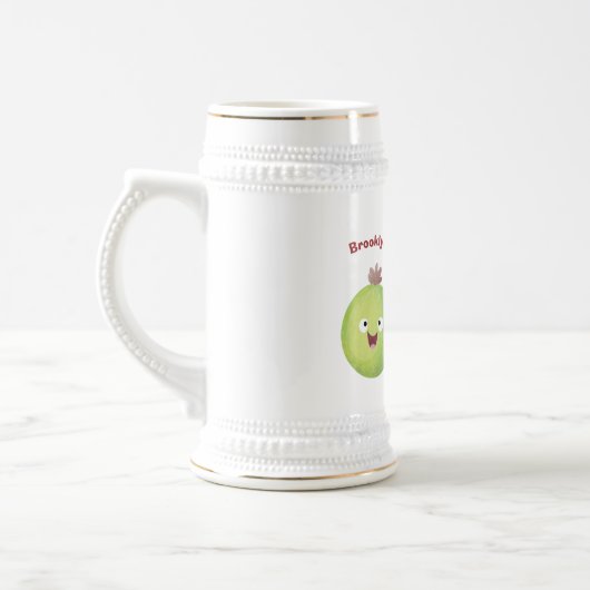 Cute gooseberry trio zingende cartoon bierpul (Links)