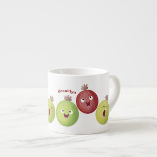 Cute gooseberry trio zingende cartoon espresso kop