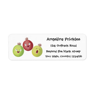 Cute gooseberry trio zingende cartoon etiket