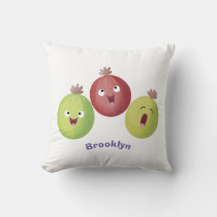 Cute gooseberry trio zingende cartoon kussen