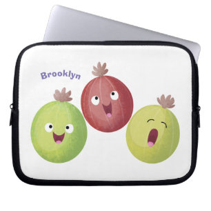 Cute gooseberry trio zingende cartoon laptop sleeve