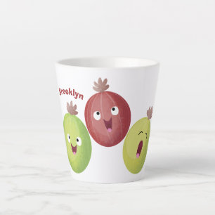 Cute gooseberry trio zingende cartoon latte mok
