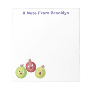 Cute gooseberry trio zingende cartoon notitieblok