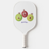 Cute gooseberry trio zingende cartoon pickleball paddle (Achterkant)