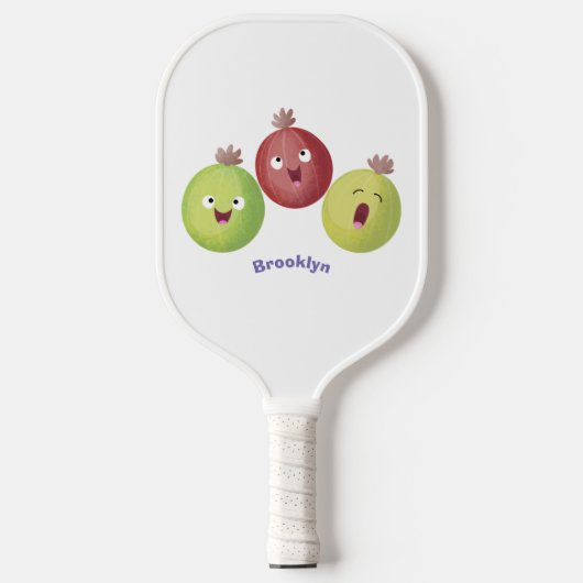 Cute gooseberry trio zingende cartoon pickleball paddle (Voorkant)
