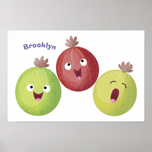Cute gooseberry trio zingende cartoon poster (Voorkant)