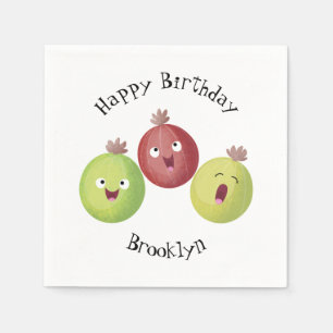 Cute gooseberry trio zingende cartoon servet