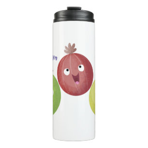 Cute gooseberry trio zingende cartoon thermosbeker