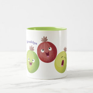 Cute gooseberry trio zingende cartoon tweekleurige koffiemok