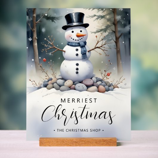 Cute Gorgeous Snowman Frosted Landscape Forest (Neutre)