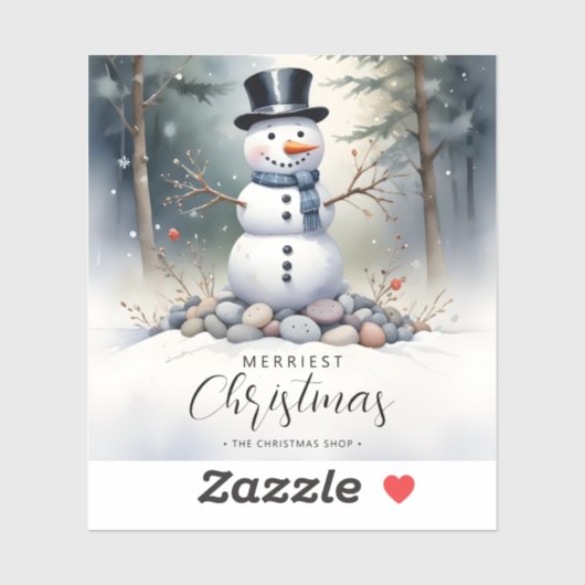 Cute Gorgeous Snowman Frosted Landscape Forest Sticker (Vel)