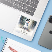 Cute Gorgeous Snowman Frosted Landscape Forest Sticker (Laptop met iPhone)