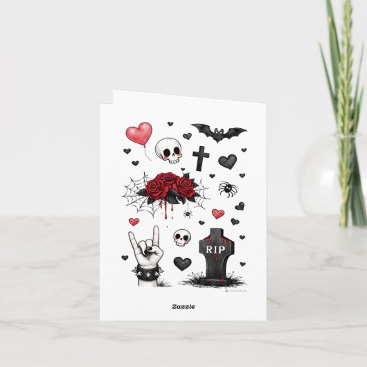 Cute Goth Pattern Card Back | Dark Romance Kaart (Achterkant)