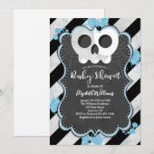 Cute Goth Punk Crâne bleu Baby shower Invitation (Devant / Derrière)