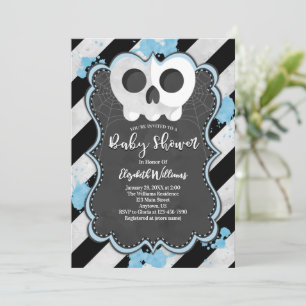 Cute Goth Punk Crâne bleu Baby shower Invitation
