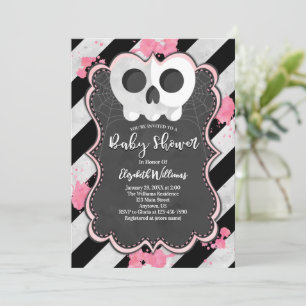 Cute Goth Punk Crâne fille Baby shower Invitation