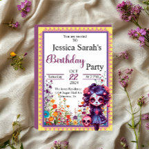 Cute Gothic Garden Sugar Skull  Invitation