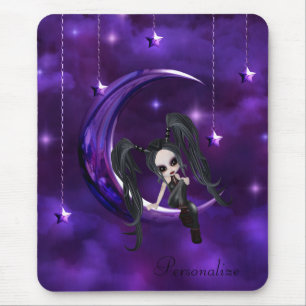 Cute Gothic Girl op Hanging Moon Mousepad Muismat
