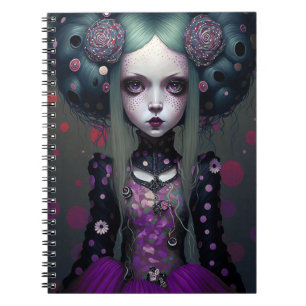Cute Gothic Girl Paarse Black Fantasy Art Notitieboek