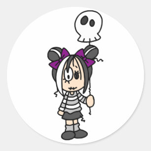 Cute Gothic Girl Ronde Sticker
