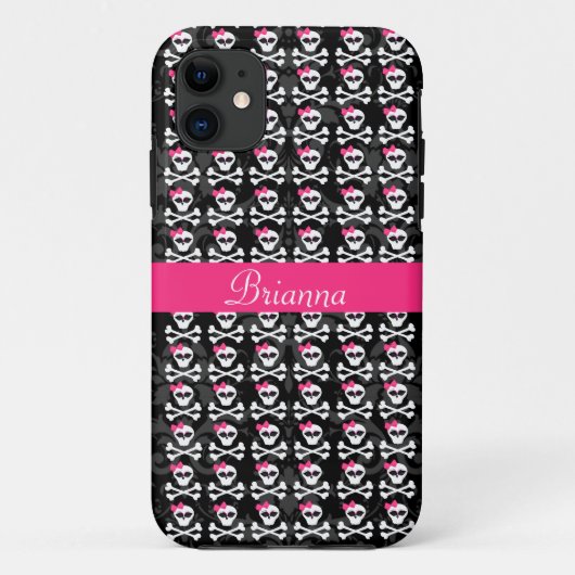 Cute Gothic Skull and Crossbones Girly Skulls Case-Mate iPhone Case (Achterkant)
