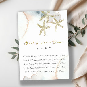 Cute Goud Blauw Zeester Display Shower Baby Shower Informatiekaartje