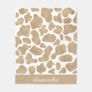Cute Goud Witte Koeienprint Dierpatroon Fleece Deken
