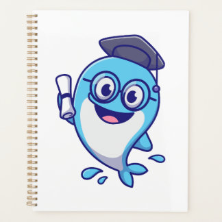Cute Graduate Whale with Graduation Cap and Diplom