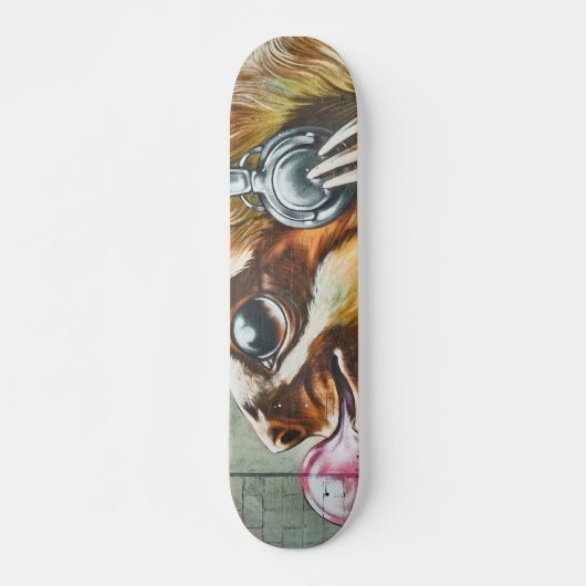 Cute Graffiti Headphone Sloth DJ Skateboard (Voorkant)