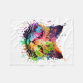 Cute Graffiti Neon Ink Splash Cat Fleece Deken (Voorkant (Horizontaal))