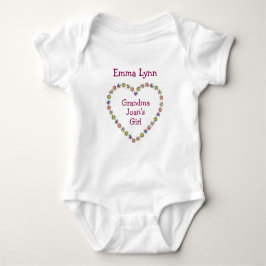 Cute Grandma's Girl Flower Heart Personalize Names Romper