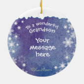 Cute Grandson, Snowman & Deer, Kerstmis Keramisch Ornament (Achterkant)