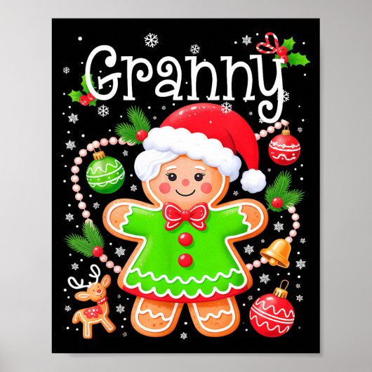 Cute Granny Gingerbread Family Matching Christmas  Poster (Voorkant)