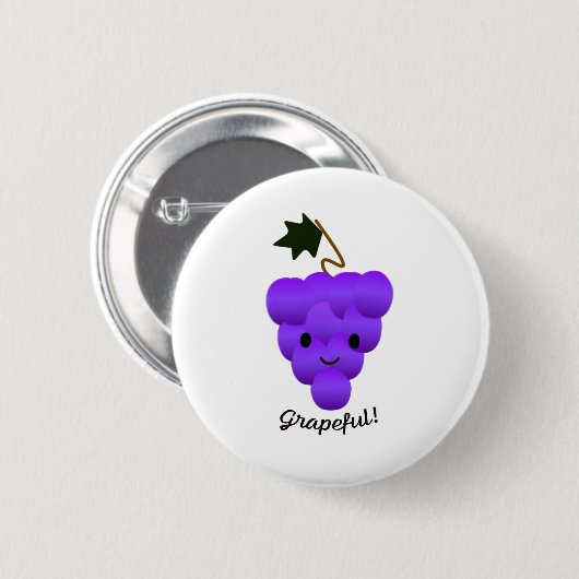 Cute Grapeful Grapes Ronde Button 5,7 Cm (Voorkant /achterkant)
