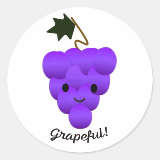 Cute Grapeful Grapes Ronde Sticker (Voorkant)