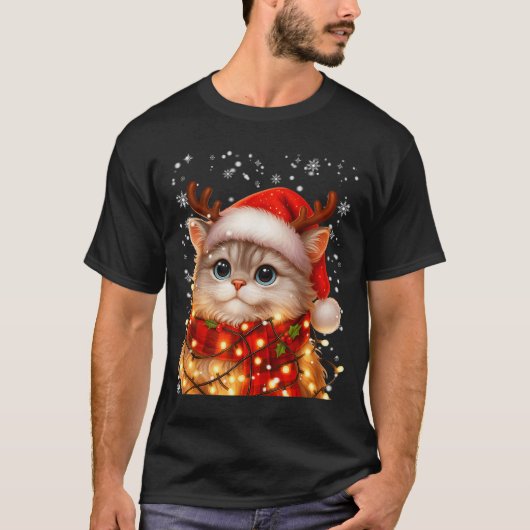 Cute Graphic Cat Pajamas Pjs Christmas Xmas Women T-shirt (Voorkant)