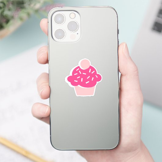 Cute Graphic Style Roze Cupcake Scrapbook Sticker (Telefoon)
