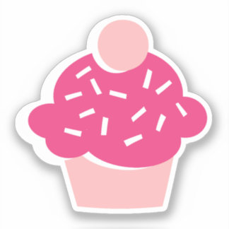 Cute Graphic Style Roze Cupcake Scrapbook Sticker