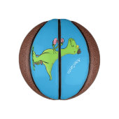Cute grappengroene t rex dinosaur cartoon basketbal (Verticaal)