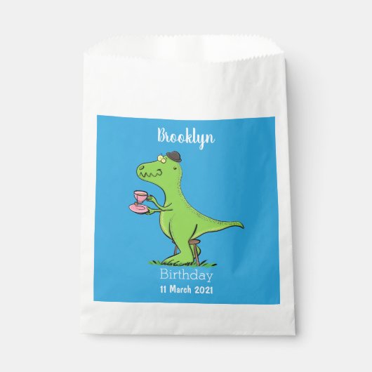 Cute grappengroene t rex dinosaur cartoon bedankzakje (Voorkant)