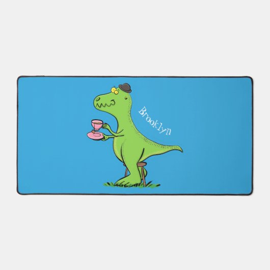 Cute grappengroene t rex dinosaur cartoon bureaumat (Voorkant)