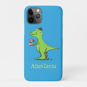 Cute grappengroene t rex dinosaur cartoon iPhone 11 pro hoesje