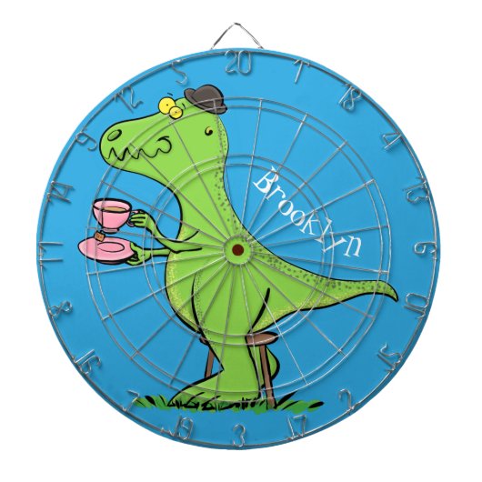 Cute grappengroene t rex dinosaur cartoon dartbord (Voorkant)