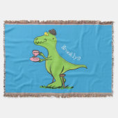Cute grappengroene t rex dinosaur cartoon deken (Voorkant)