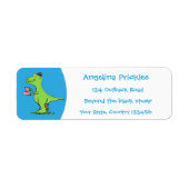 Cute grappengroene t rex dinosaur cartoon etiket (Voorkant)