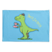 Cute grappengroene t rex dinosaur cartoon kussensloop (Achterkant)