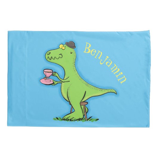 Cute grappengroene t rex dinosaur cartoon kussensloop (Achterkant)