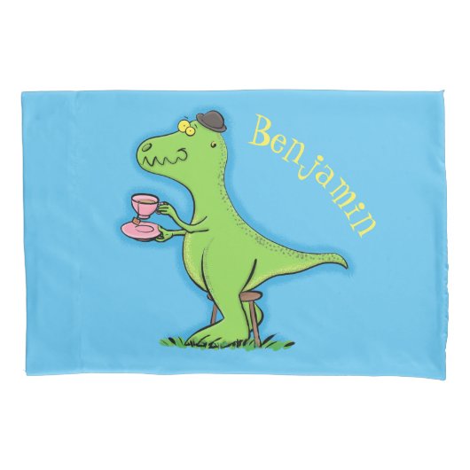 Cute grappengroene t rex dinosaur cartoon kussensloop (Voorkant)