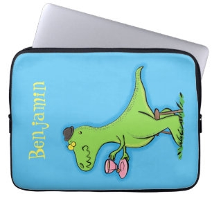 Cute grappengroene t rex dinosaur cartoon laptop sleeve