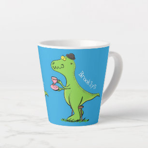 Cute grappengroene t rex dinosaur cartoon latte mok